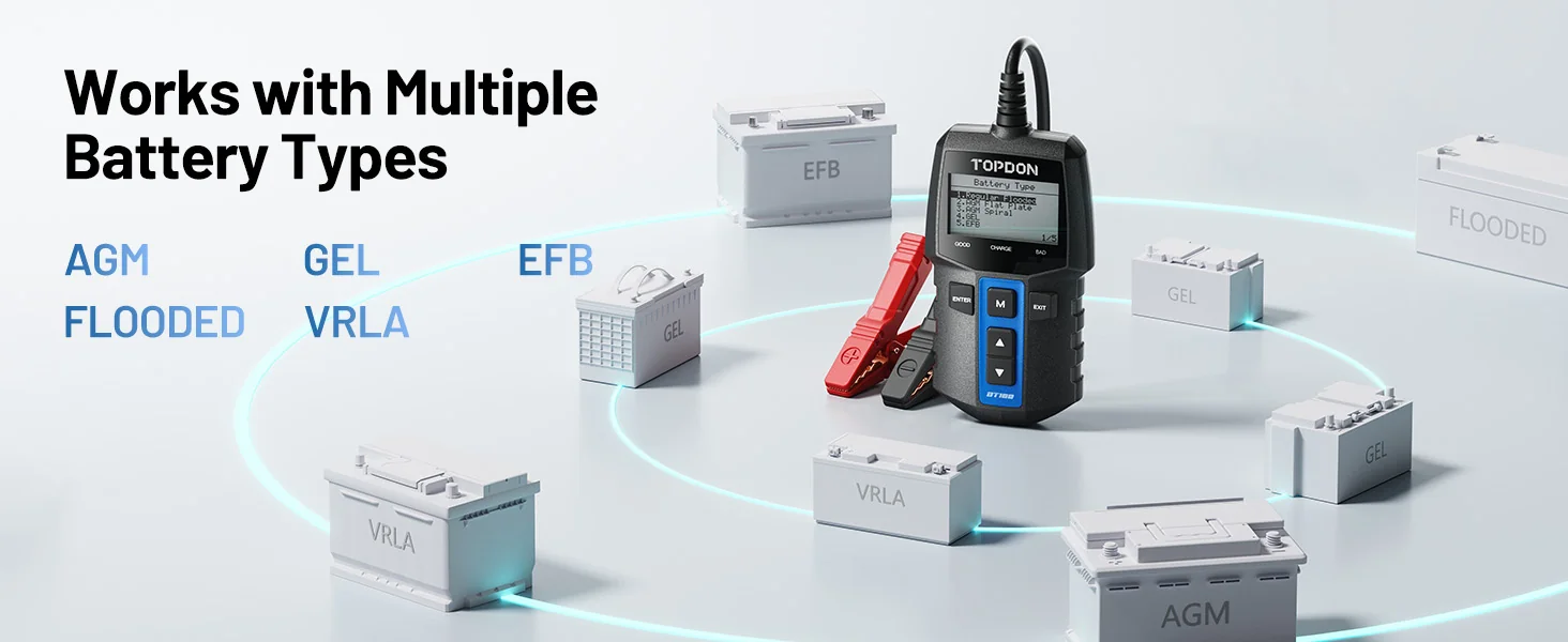 Side-by-side comparison of TOPDON battery tester models